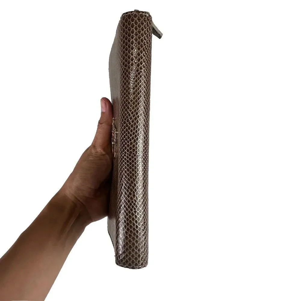 Versace Collection‎ Leather Medusa Brown Patent Zip Around Long Wallet Accordion